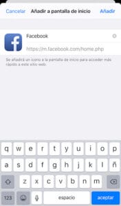 guardar página en móvil para acceder a facebook