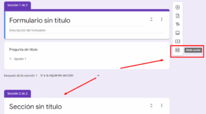 añadir secciones en forms