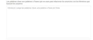 Añadir palabras clave en campañas de google ads