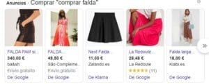 anuncio de google en Campañas de Shopping