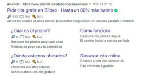 Tipos de Campañas de google ads - anuncio google red de búsqueda