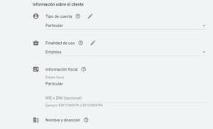 Información sobre el cliente
