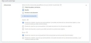 Ubicación de los anuncios