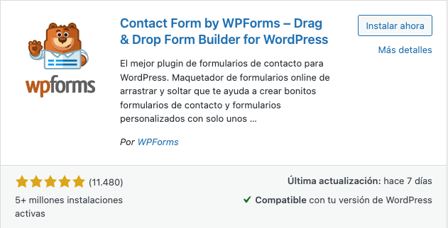 Mejores plugins para formularios WordPress wpforms