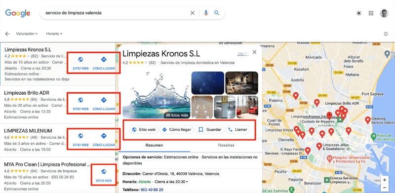 Resultados locales google my business