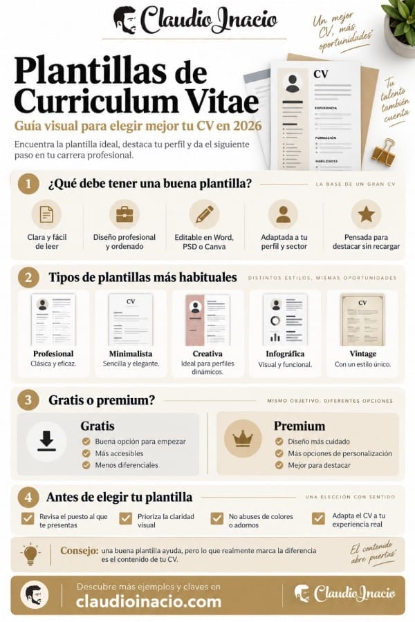 infografia 50 mejores plantillas de currículum gratis 2026 para rellenar