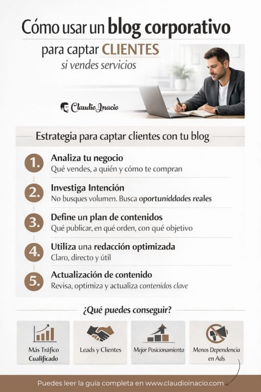 infografia sobre como usar un blog corporativo captar clientes si vendes servicios